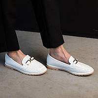 Демисезонные женские туфли лоферы из исскуственной кожи белого цвета