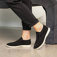 Стильные женские туфли лоферы демисезонные из натуральной кожи черного цвета