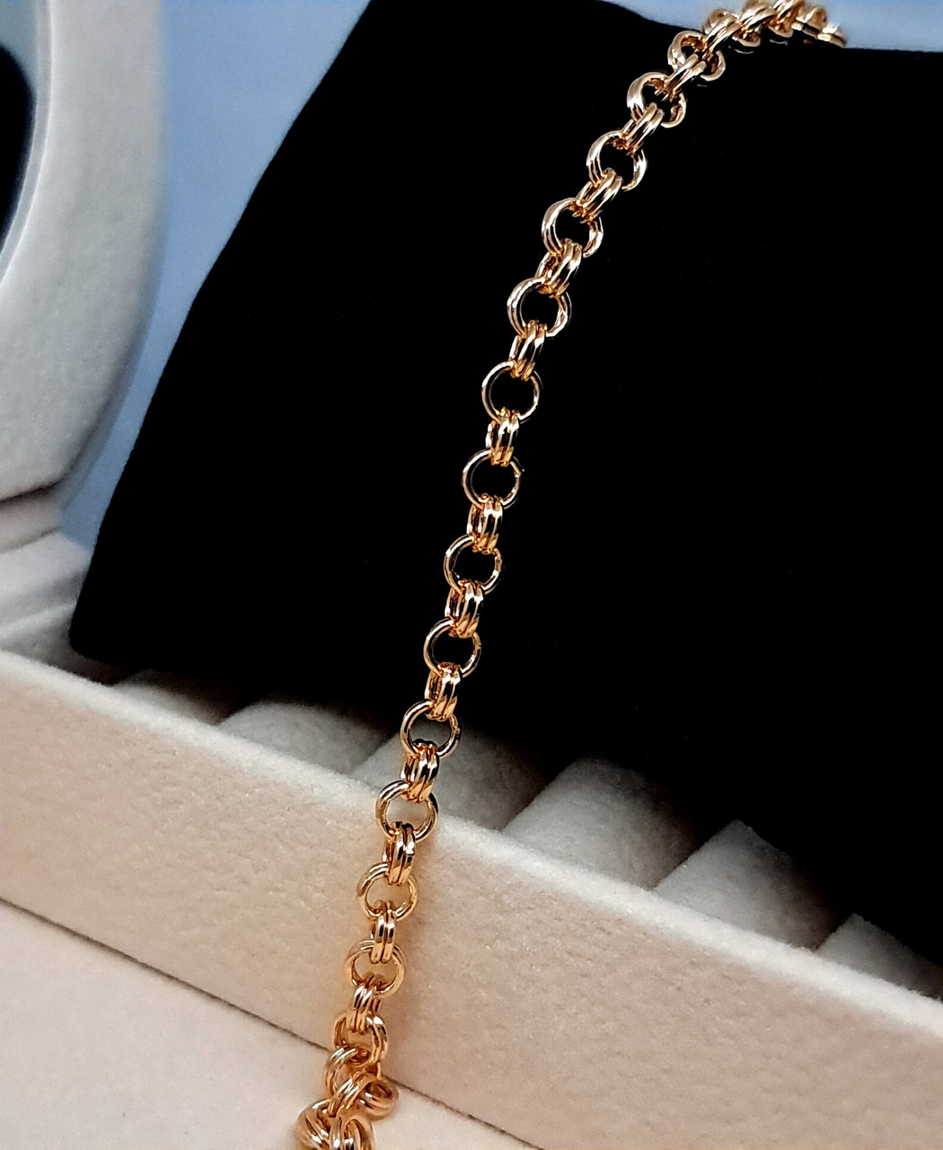 Медзолото CM Jewelry, браслет 19 см*4 мм, рожевий відтінок, б-1336