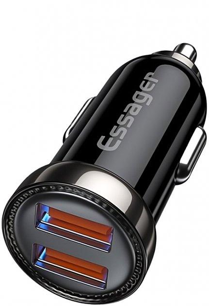 Автомобільний зарядний пристрій у прикурювач Essager Turbo Dual QC3.0 Car Charger 18 W Blue (ECC2Q-WL0A)