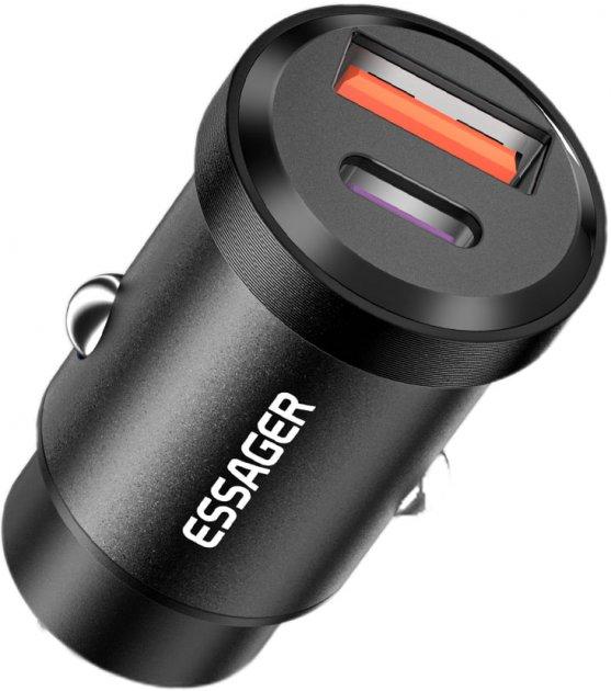 Автомобільний зарядний пристрій у прикурювач Essager Gyroscope Mini Charger 30 W Black (ECCAC-TL01)
