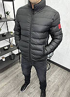 Мужская зимняя куртка Hugo Boss облегченная черная, брендовая теплая куртка Босс еврозима люкс качество