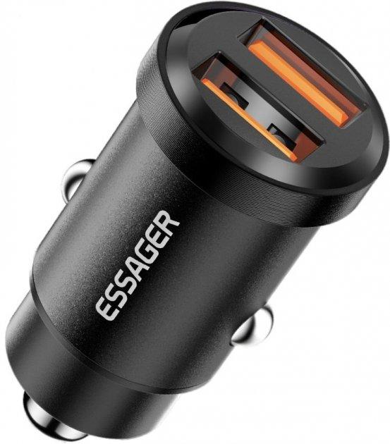 Автомобільний зарядний пристрій у прикурювач Essager Gyroscope Mini Charger 30 W Black (ECC2A-TL01)
