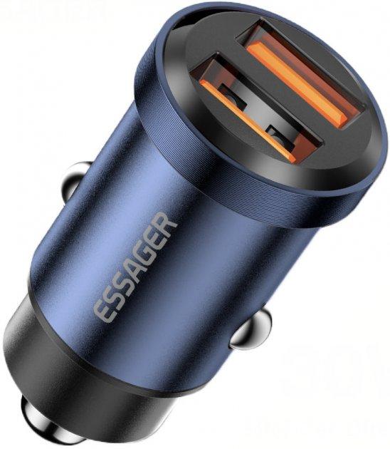 Автомобільний зарядний пристрій у прикурювач Essager Gyroscope Mini Charger 30 W Blue (ECC2A-TL03)