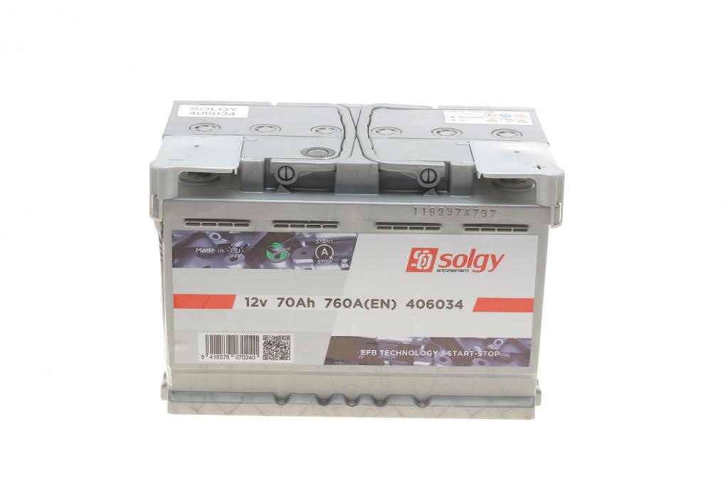 Акумуляторна батарея 70Ah/760A (278x175x190/+R/B13) (Start-Stop EFB) SOLGY 406034 UA62