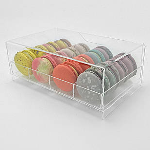 Бокс для макарун з полицею на 4 комірки, кондитерська вітрина прозора для тістечок
