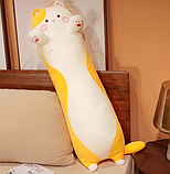 М'яка іграшка Кіт батон, котик Довгий 130 см Подушка Обіймашка (для вагітних) (Жовтий, бежевий), фото 2