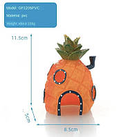 Декор для акваріума Будинок Губки Боба з мультфильма акваріумний пейзаж 11,5 на 8,5 на 8,5 см помаранчевий смола акваріумний декор