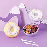 Круглий ланч бокс із приладами Donut 1000 мл, фіолетовий, фото 8