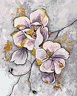 Картина по номерам Цветы. Орхидеи с красками металлик золото 40*50 см Оригами LW 30090