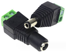 Роз'єм для під'єднання живлення, конектор клемник + гніздо DC 5,5 мм/2,1 мм (мама/тапа) з клемною колодкою