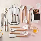 Набір кухонного приладдя 19 шт. із підставкою та ножами TS Kitchen QXF-05 кухонні аксесуари 19 Предметів, фото 4