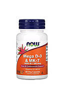 Now Foods, Mega D3 MK-7, D3K2, Mega з вітамінами D3 та MK7, 180 мкг (5000 МО), 60 капсул