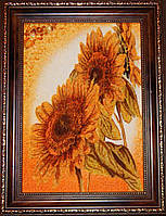 Картина из янтаря Подсолнухи