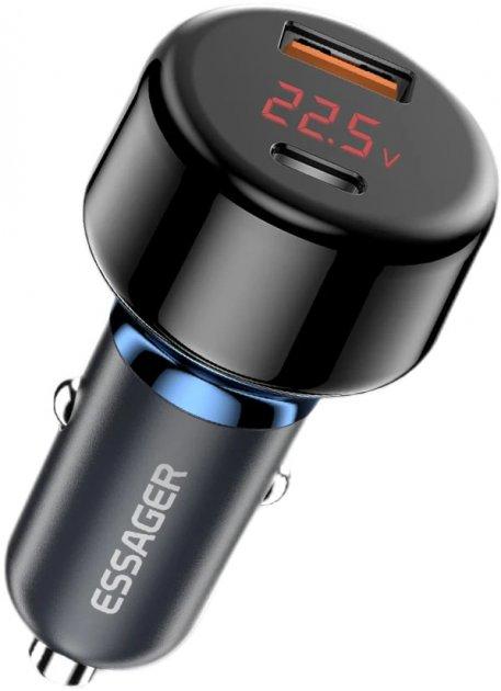 Автомобільний зарядний пристрій у прикурювач Essager Torch Digital Display Car Charger 65 W Blue (ECCPD-HJ