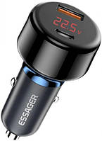 Автомобильное зарядное устройство в прикуриватель Essager Torch Digital Display Car Charger 65W Blue (ECCPD-HJ