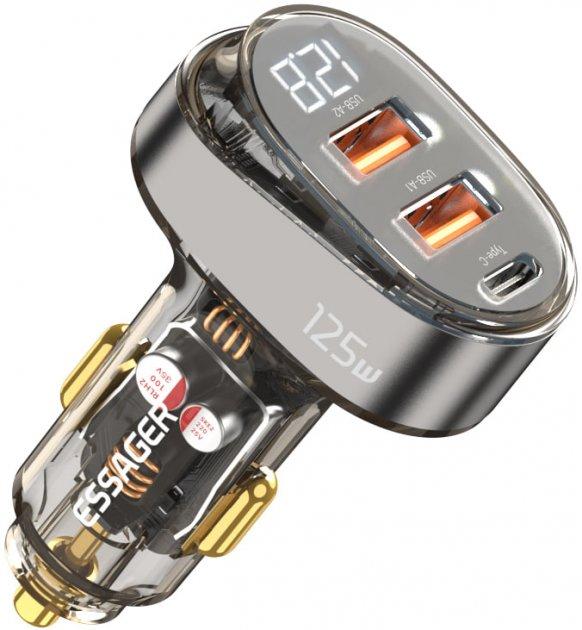 Автомобільний зарядний пристрій Essager Transparrent Digital Display 125w Brown (ECC2AC-FM12-Z)