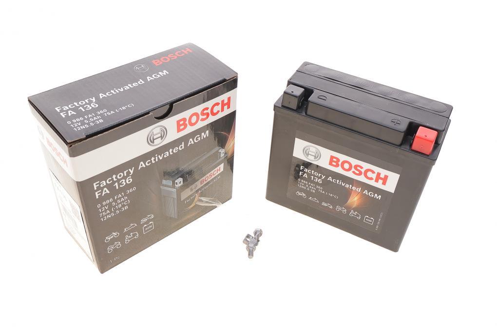 Акумуляторна батарея 5.5Ah/75A (135x60x130/+R/B0) Factory Activated AGM BOSCH 0 986 FA1 360 UA62