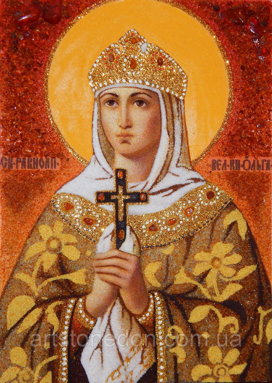 Икона из янтаря Святая княгиня Ольга - фото 2 - id-p368435436