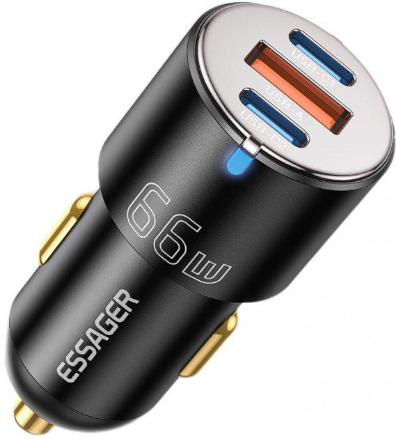 Автомобільний зарядний пристрій у прикурювач Essager City Dual Car Charger 66 W Black (ECC2C1A-FF01)