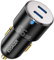 Автомобильное зарядное устройство в прикуриватель Essager Dual Car Charger 66W Black (ECC2C-FF01)