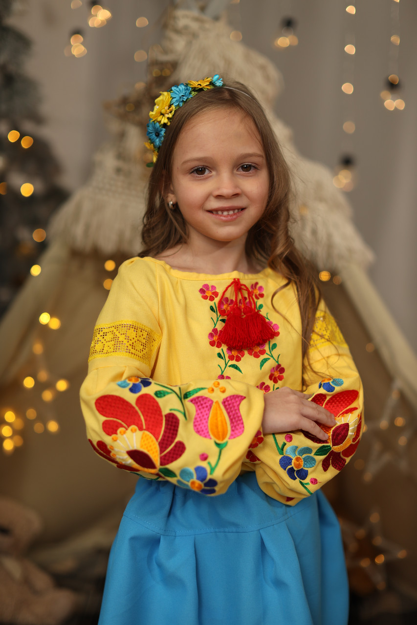 Вишиванка для дівчинки Мальви жовта, фото 1