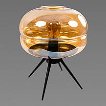 Лампа настільна зі скляним плафоном у янтарному відтінку під лампу Е27 на 3 ніжках Sirius WH-MBT-17 AMBER, фото 2