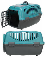 Переноска для собак и котов Capri до 8кг темно-серый, Пластиковая клетка с дверью для животных Trixie