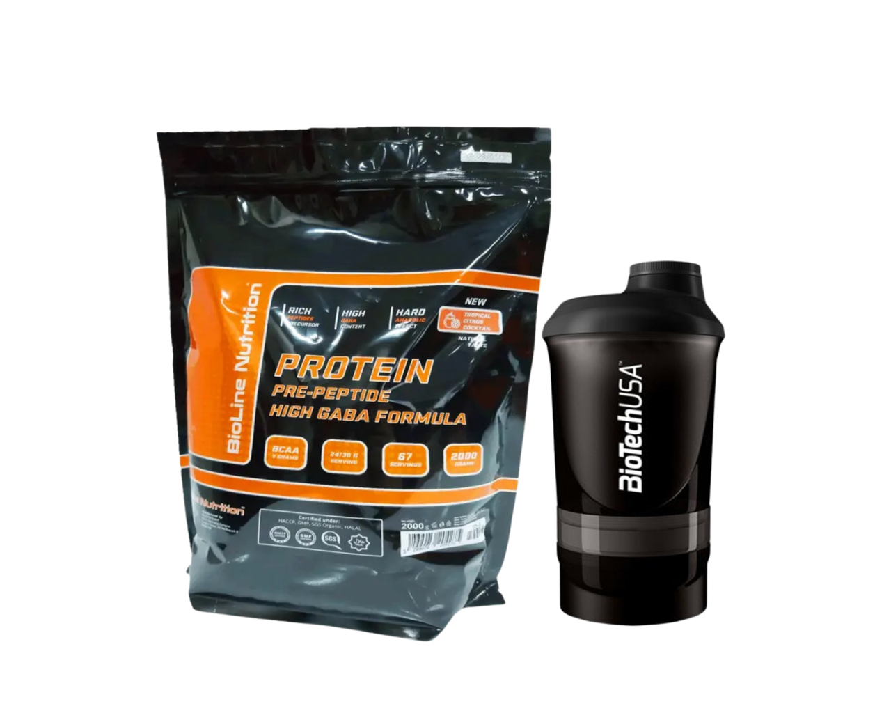 Сироватковий протеїн Whey 80 Bioline Nutrition 2 кг. Смак Манго-апельсин + Шейкер, фото 1