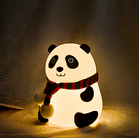 Ночник силиконовый Панда с аккумулятором, игрушка-светильник с шарфом, ночник панда