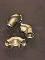 Коліно різьбове нержавіюче DN15 (1/2") вн/вн, н/ж сталь AISI304, 90°, PN10 (Class 150), різьба BSPP