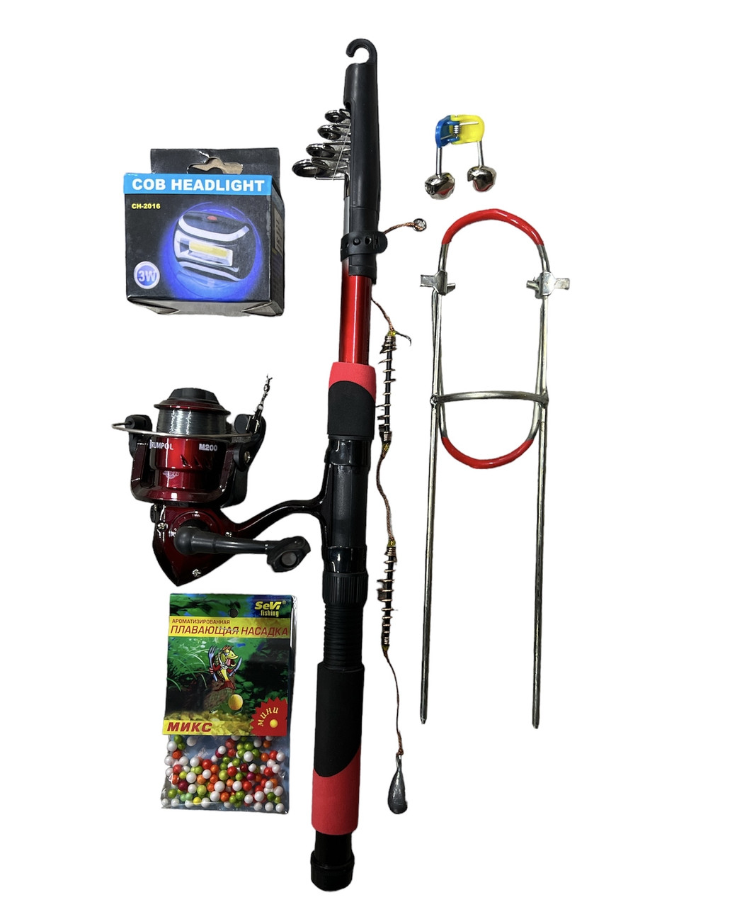 Набір Спінінг "Старт" телескоп у зборі 1 шт +котушка + Подарунок!9 в 1, фото 1