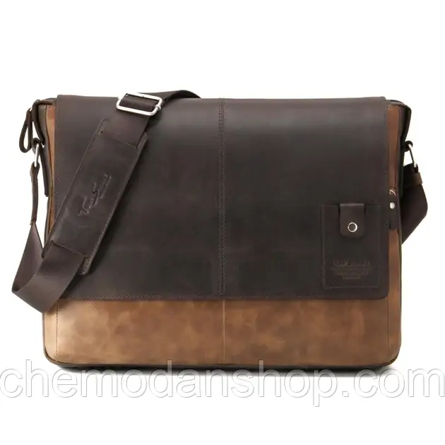 Сумка Tom Stone 5044 R-BR чоловіча шкіряна для ноутбука 15,6" коричнево-руда
