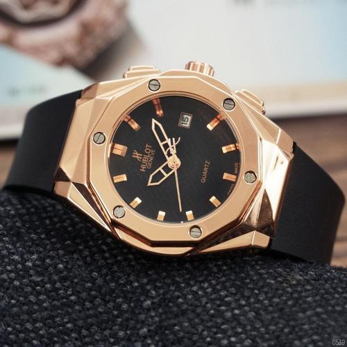 Часы для мужчины классические черные Hublot Big Bang Small 888788 Gold-Black DBUY Годинник для чоловіка - фото 4 - id-p2051571480