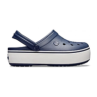 Crocs Crocband Platform Clog Navy White оригинальные, Кроксы на платформе темно синие белая подошва + коробка