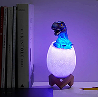 Нічник з дерева Яйце динозавра з акумулятором, іграшка-світильник із сенсорним вмикачем
