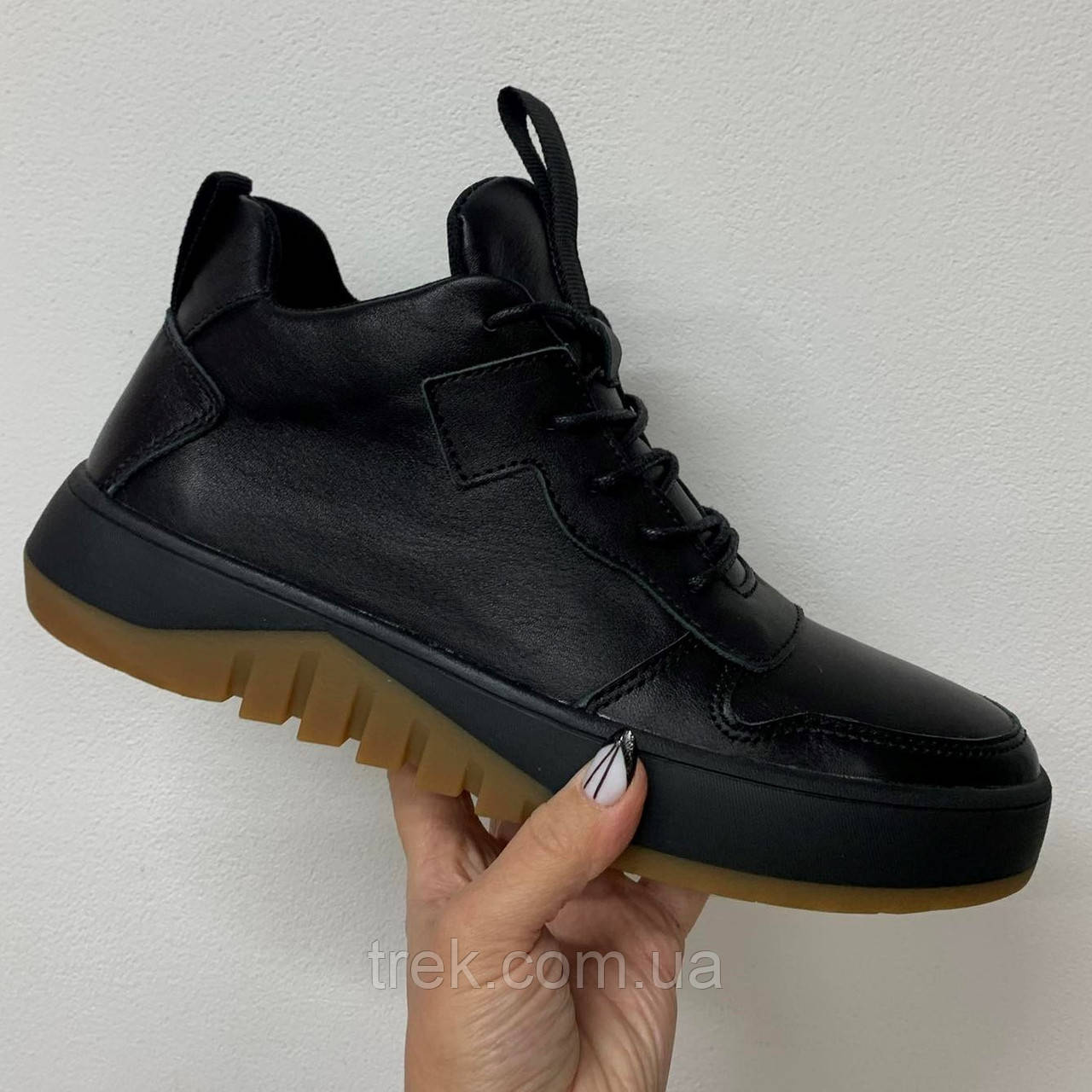 Кросівки зимові чоловічі шкіряні чорні /10514/-44р, фото 1