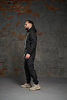 Мужской практичный черный комплект из софтшелла, комфортный мужской удобный костюм из софтшелла на осень