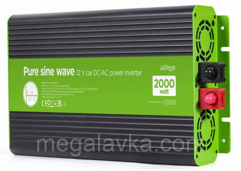 Автомобільний інвертор на 2000 Вт, 12 В чиста синусоїда EnerGenie EG-PWC-PS2000-01 — MegaLavka