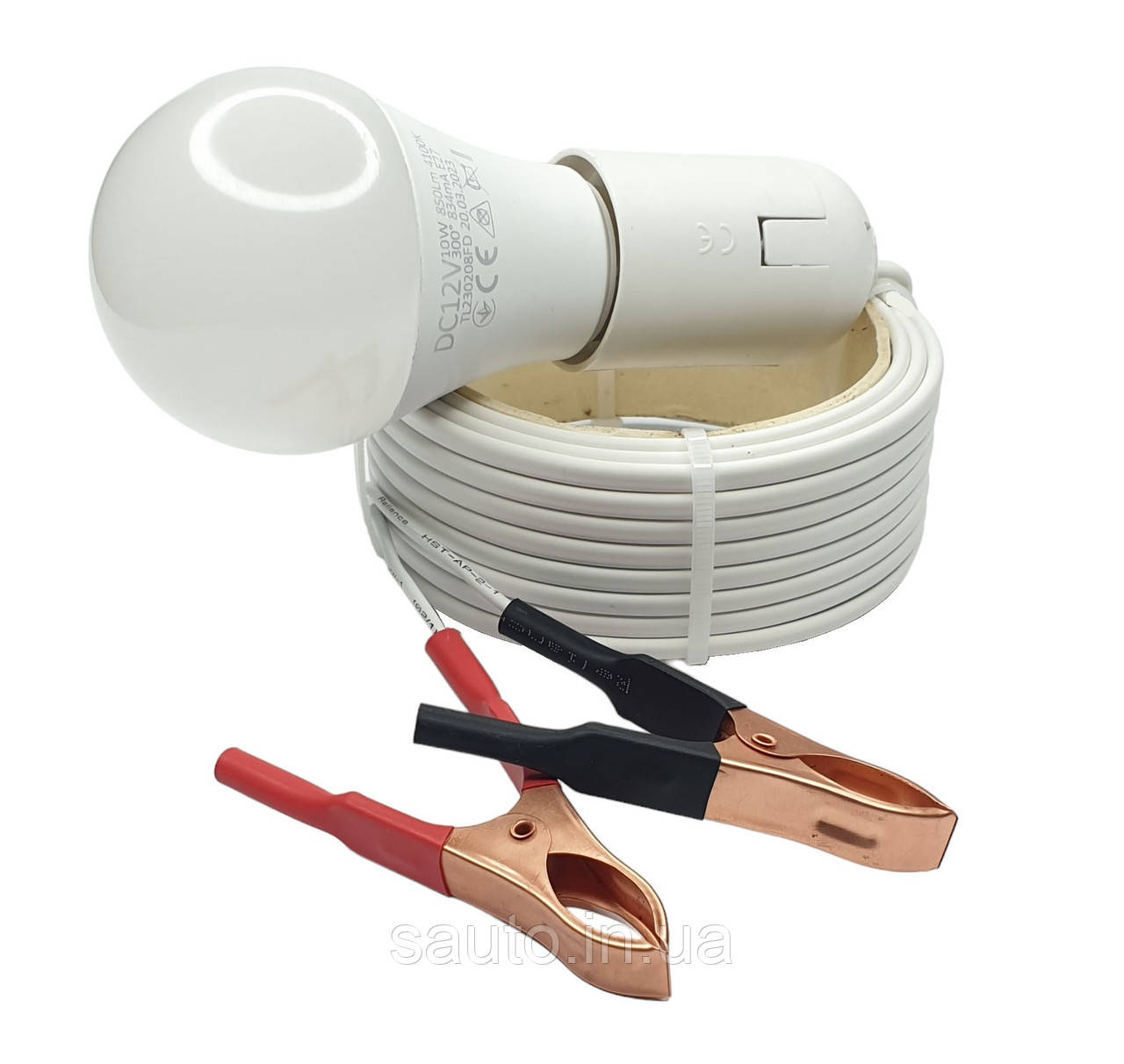 12 вольт. 10 Ват. 4100 К. 5 Метрів. Світлодіодна. Автомобільна переноска 12 вольт, крокодили, в гараж, фото 1