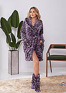 Жіночий махровий халат з капюшоном та чобітками (р.42-46) Туреччина, фото 2