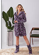 Жіночий махровий халат з капюшоном та чобітками (р.42-46) Туреччина, фото 3