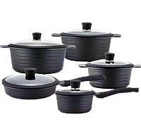 Набір кухонного посуду 10 предметів з мармуровим покриттям Edenberg EB-9185 / Набір каструль (казанів)