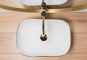 Умивальник (раковина) REA BELINDA BRUSHED GOLD WHITE накладний, фото 4