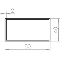 Алюминиевая труба прямоугольная 80x40x2 без покрытия