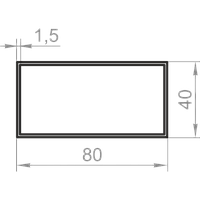 Алюминиевая труба прямоугольная 80x40x1,5 без покрытия