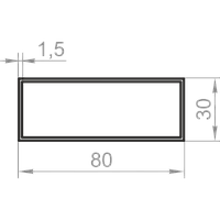 Алюминиевая труба прямоугольная 80x30x1,5 без покрытия