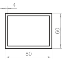 Алюминиевая труба прямоугольная 80x60x4 без покрытия