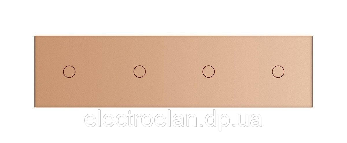 Сенсорная панель выключателя Livolo 4 канала (1-1-1-1) золото стекло (VL-C7-C1/C1/C1/C1-13) - фото 2 - id-p845197190