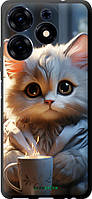 Чехол на Tecno Spark 10 Pro White cat "5646b-3022-70447"